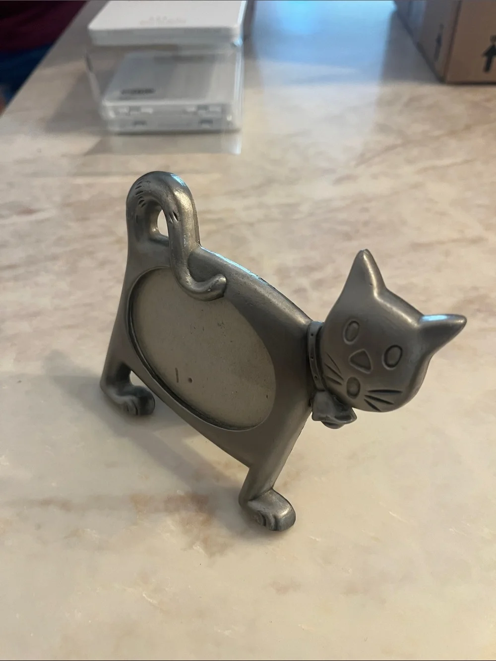 Silver Cat Photo Frame Picture Holder - Decorative Pet-Themed Frame